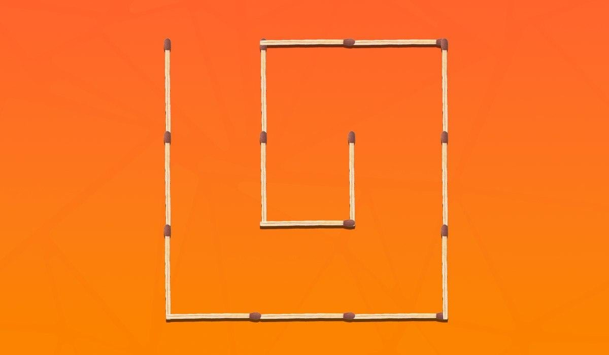 Sinun on siirrettävä 3 tulitikksaadaksesi 2 ruut erittäin vaikea palapeli